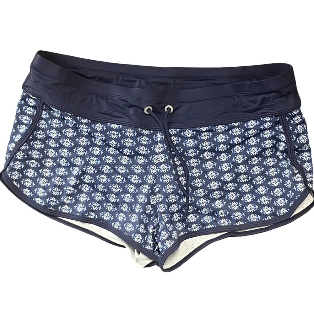Athleta Womens Kara Tangier Swim Shorts Navy Blue Size M Drawstrings